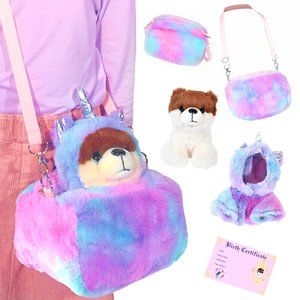 Over The Shoulder Plush Bag - Pug w/ Unicorn Costume